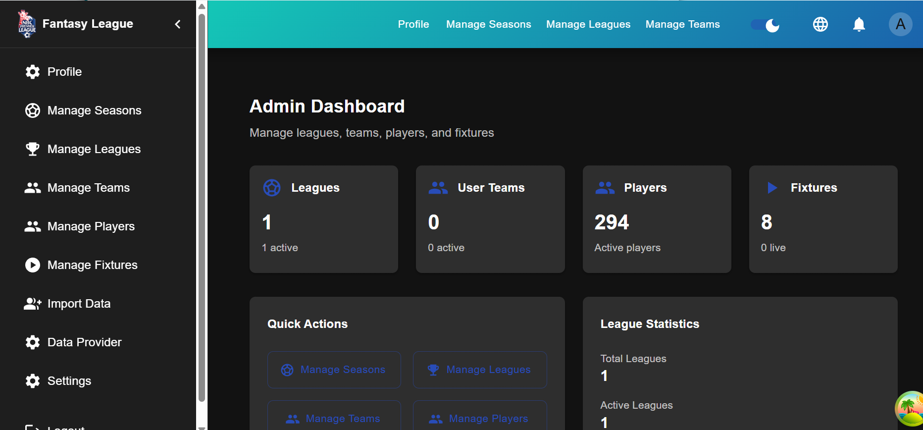 Fantasy League scoring view