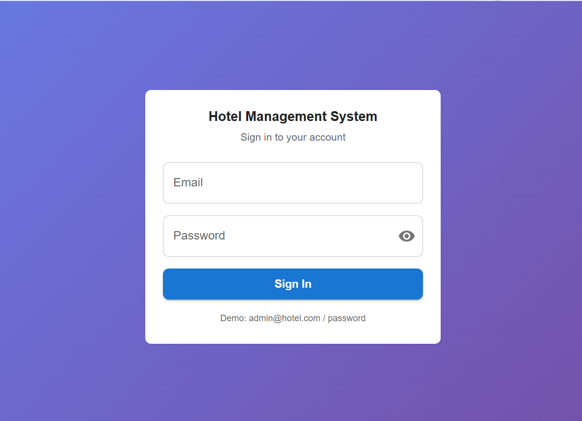 Hotel front desk operations screen